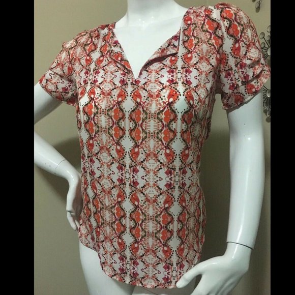 Daniel Rainn Tops - DANIEL RAINN SMALL ORANGE WHITE BLOUSE STITCH FIX